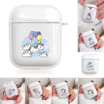 

Case For Airpods Cute Unicorn Painted Transparent Hard PC Cases For AirPods Cases Protective Cover Wireless Earphone Cases