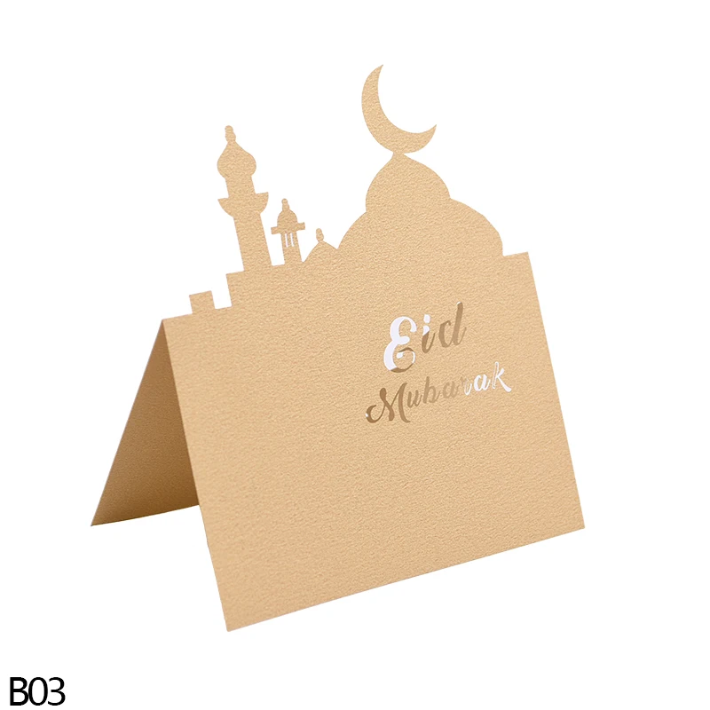B03 Eid 10 шт. Eid Mubarak карты Mubarak стол посадочные карты Рамадан юбилей вечерние украшения для приглашений стол для приема резка карты - Цвет: B03 Eid