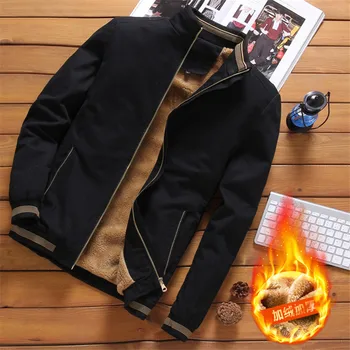 

Mens Bomber Jackets Autumn Winter Outwear Fleece Casual Streetwear Coats Men 100%Cotton Baseball Thick Warm Jackets Outerwear