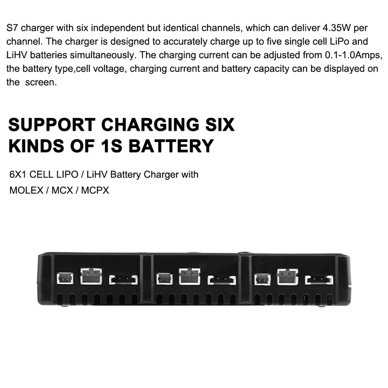 ABKT-Rcharlance 1S зарядное устройство 6X4,35 W Lipo/Lihv зарядное устройство с Micro-Mx Mcpx