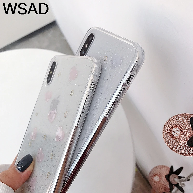 Милые блестящие чехол для iPhone 6 с сердечками, чехол для iPhone 6S 8 7 PLus, задняя крышка, Роскошные блестящие чехлы для телефонов X XR XS Max