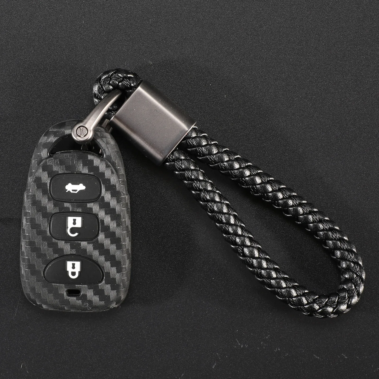 v long plait ring Jingyuqin ключ чехол силиконовый чехол Обложка для hyundai Kia Carens Fob 3+ 1/4 кнопки дистанционного ключа Fob чехол без ключа - Название цвета: v long plait ring