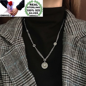 

OMHXZJ Wholesale HA103 European Fashion Woman Birthday Party Gift Vintage Star Round 100% 925 Sterling Silver Sweater Necklace