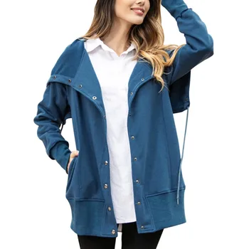 

Autumn Fashion Turndown Collar Overcoat Outerwear Coat Solid Color Slim Hoodies manteau femme Women's Casual Hooded Coat