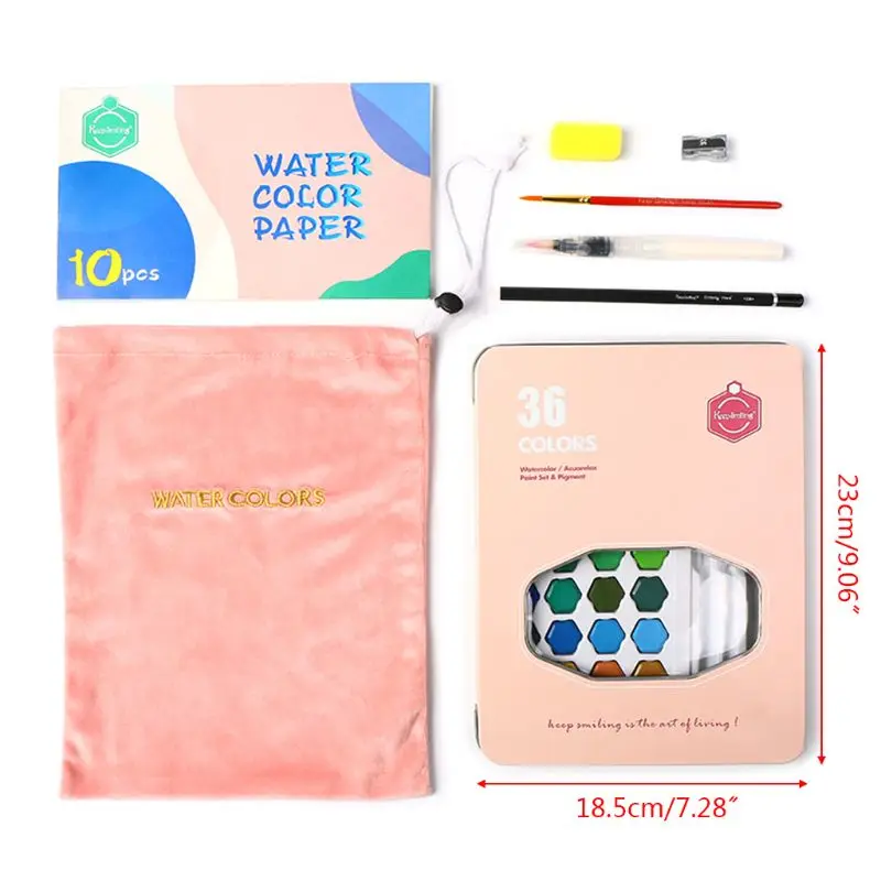 

1Box Watercolor Pigment Set 36-Color Watercolor Paint Student Hand-painted Portable Painting Set Iron Box Water Color Art Suppli