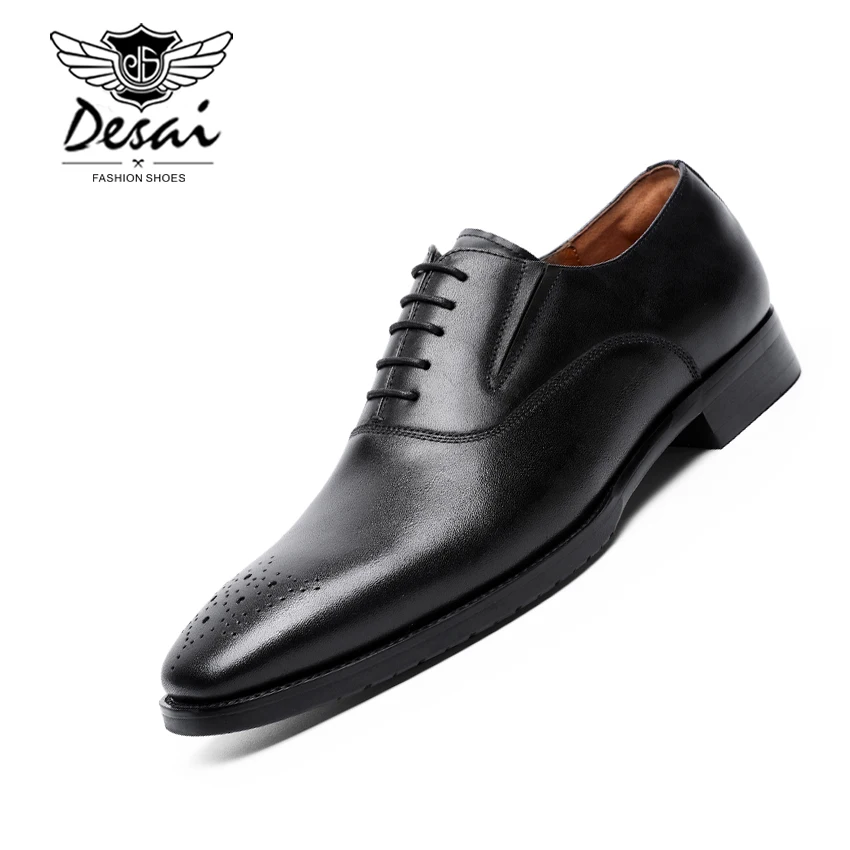 

DESAI Brand New Genuine Leather Business Dress Shoes Men England Elegant Carved Brogues Shoe Formal Wedding Party Dress Shoes