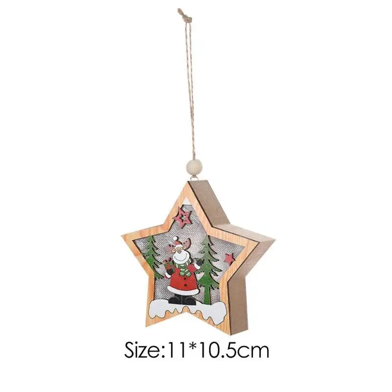 Рождественский деревянный Пентагон, подвеска, рождественская елка, светодиодный светильник, сделай сам, рождественская елка, подвесные украшения, новогодний декор,, Navidad, подарок