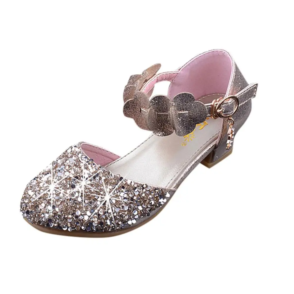 Buty сандалии с дизайном «Эльза» жемчуг Кристалл Bling тонкие туфли младенческой дети девочки Вечерние обувь для принцессы сандалии высокий каблук elsa schoen# 15F