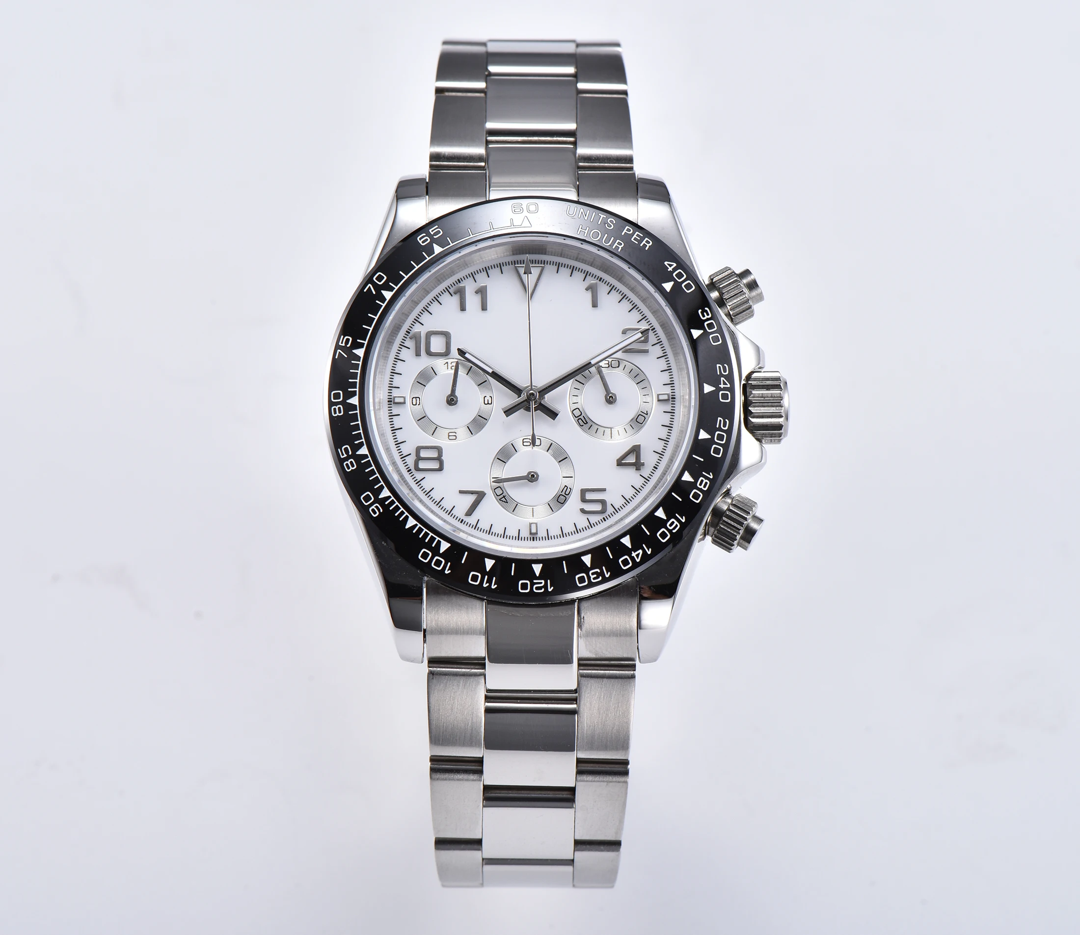 

2019 watch quartz movement VK63 chronograph table 39MM sapphire ceramic bezel luminous pointer steel bracelet 8242
