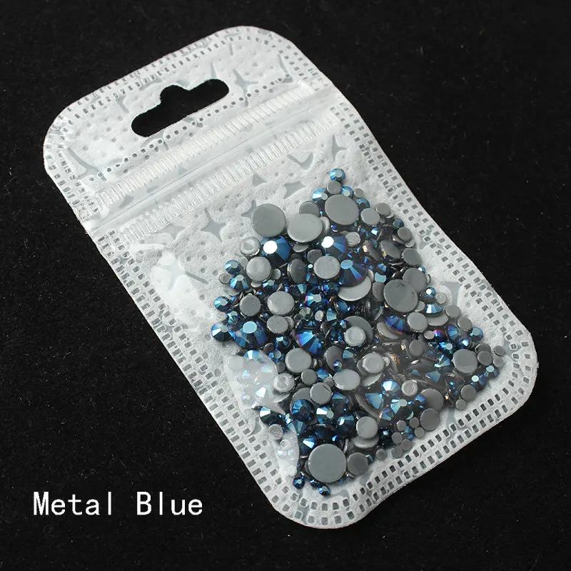 Metal Blue Смешанные размеры 40 цветов кристалл AB исправление стразы, Стекло Стразы исправленное железо на Стразы для дизайна ногтей шитье и ткань Decoret - Цвет: Metal Blue