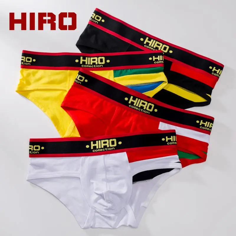 

HIRO 4 Color Striped Cotton Sexy Men Undrewear Briefs Men Bikini Pure Cotton Slip Pouch Underpants High Quality Shorts G113