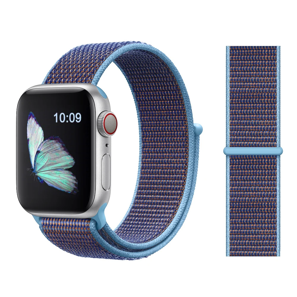 Color33 Cerulean Нейлон Ремешок для наручных часов Apple Watch серии 3/2/1 38 мм 42 мм мягкий нейлон дышащий сменный ремешок Спортивная петля для наручных часов iwatch серии 4 40 мм 44 мм - Цвет ремешка: Color33 Cerulean