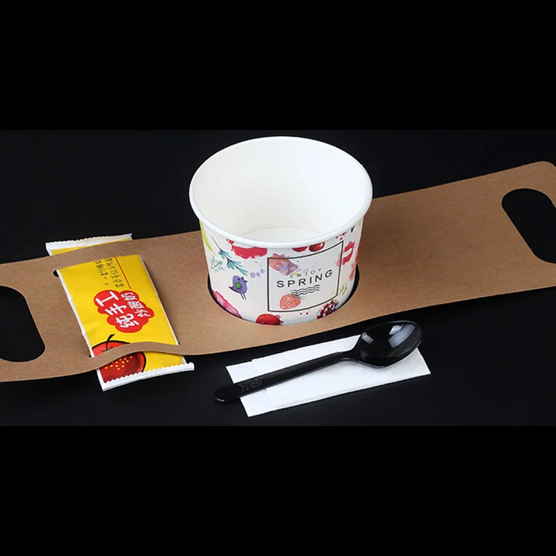 200pcs Creative fruit ice cream packaging cups 420ml 600ml disposable dessert cup party birthday favor paper cup with lid
