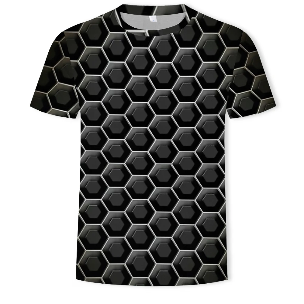 Large Size Men T Shirt 2019 Summer Geometric Circle 3D Printed Top Tees Fashion O Neck 2