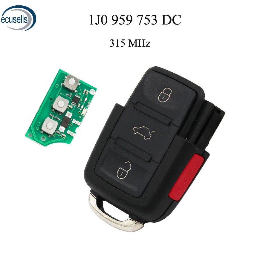 3+1 Buttons 315MHZ Remote Control 4 Buttons Key Fob 1J0 959 753 DC 1J0959753DC FOR VW