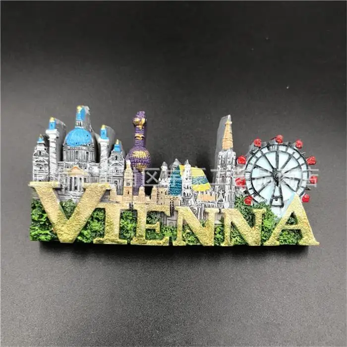Austria Vienna Прямая поставка 3d магнит-наклейка на холодильник креативный Дубай Версаль греческий Венский туристический сувенир холодильник стикер s украшение дома - Цвет: Austria Vienna