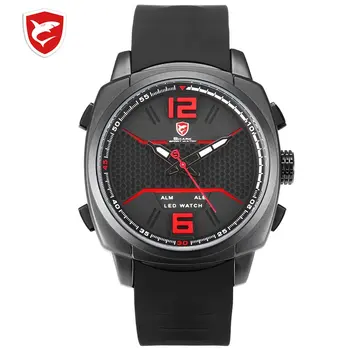 

Cool New Whitetip Reef Shark Sport Watch LED Dual Time Zone Date Alarm Top Brand Silicone Quartz-Watch Relogio Masculino