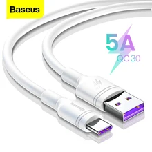 Baseus-Cable USB tipo C 5A para móvil, Cable de datos de carga rápida para Huawei Mate 20 P20 Pro, Xiaomi mi 9 Oneplus 6t 6 USB-C