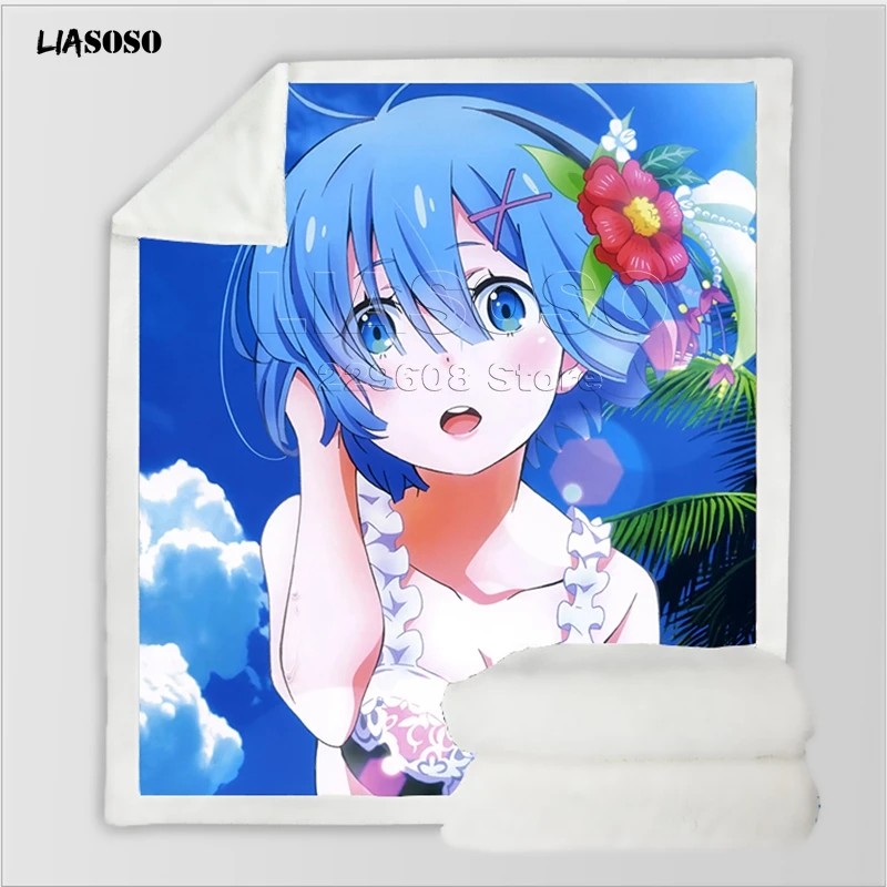 Диван, постельные принадлежности, аниме, Re: zero, сестры-близнецы, горничные рам и рем, Узорчатое, для взрослых, детей, набивное шерстяное одеяло, одеяло для путешествий, одеяло для автомобиля