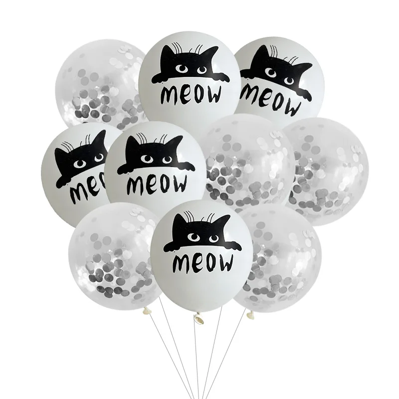 10pcs 12inch White Black Ballons Dog Cat Animals Pet Paws Latex