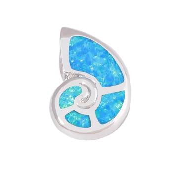 

CiNily Created Blue Fire Opal Spiral Silver Plated Wholesalel Hot Sell Fashion for Women Jewelry Gift Pendant 20mm OD7029