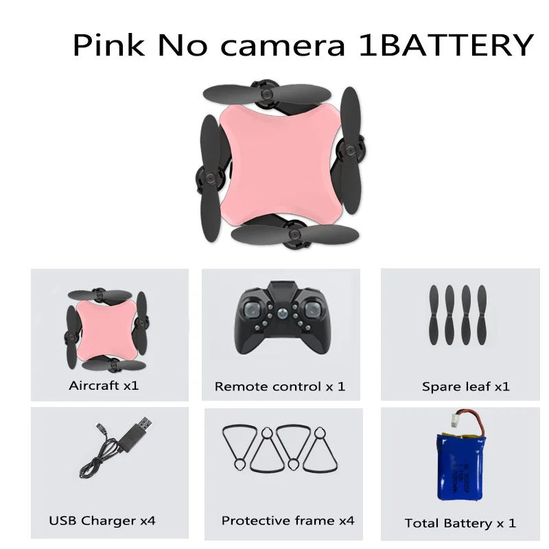 Pink Nocamrea 1B Bag KY902S мини-Дрон 4k HD камера креативный DIY дизайн пять цветов RC складной Квадрокоптер пульт дистанционного управления игрушка для детей - Цвет: Pink Nocamrea 1B Bag