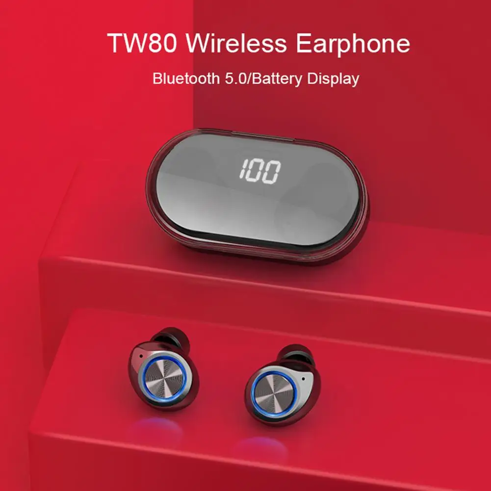 TW80 Bluetooth беспроводные наушники светодиодный цифровой дисплей TWS Bluetooth гарнитура 5,0 наушники шумоподавление