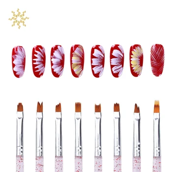 

8Pcs/Set Nail Art Brushes Nail Flower Pen Head Carving Nails Tips Painting Pen Brudh Manicure Nail Tool Professional Set