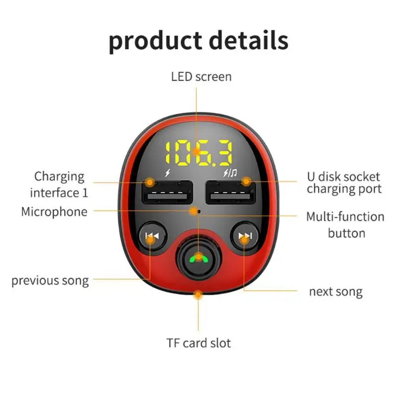 BT21-B автомобильный Bluetooth fm-передатчик Handsfree MP3-плеер двойной USB зарядное устройство Универсальный Автомобильный Электронный