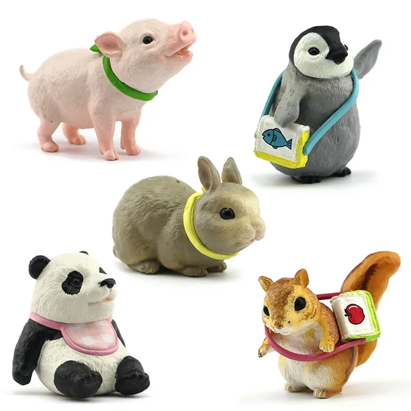 

5pcs/set Japan Mini Figure Toy Model PVC 3cm Cute Penguin /Squirrel /Panda/ Rabbit/ Pig Home Garden Decoration DW200