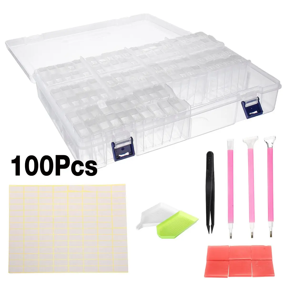 124/100/84 Grid Diamond Embroidery Painting Tools Plastic Jewelry Bead Drill Storage Box Craft Container - Цвет: 100