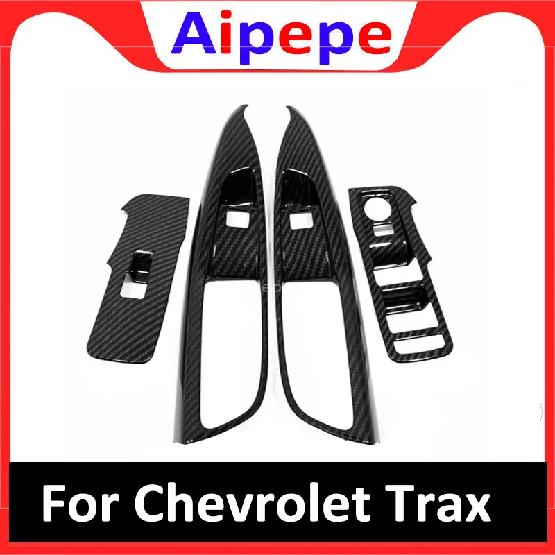 For Chevrolet Tracker Trax 2019 Carbon Fibre ABS Interior Door Armrest Window Switch Cover Trim Car Styling Accessories | Автомобили и