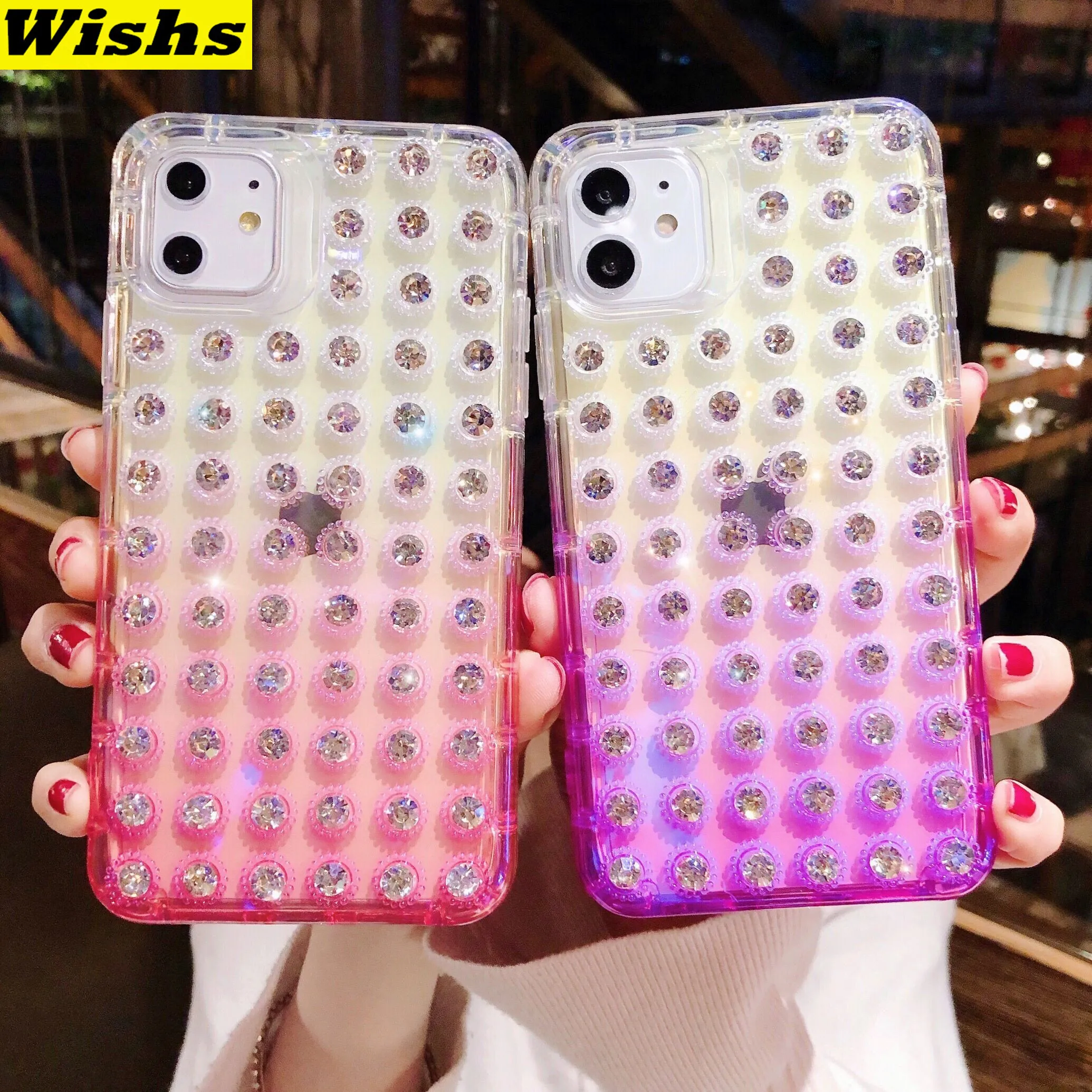 

Transparent Glitter 3D Diamond Girl Phone Case for iPhone 11 Pro MAX XR X XS MAX 6 6s 7 8 Plus Gradient Soft Silicone back Cover