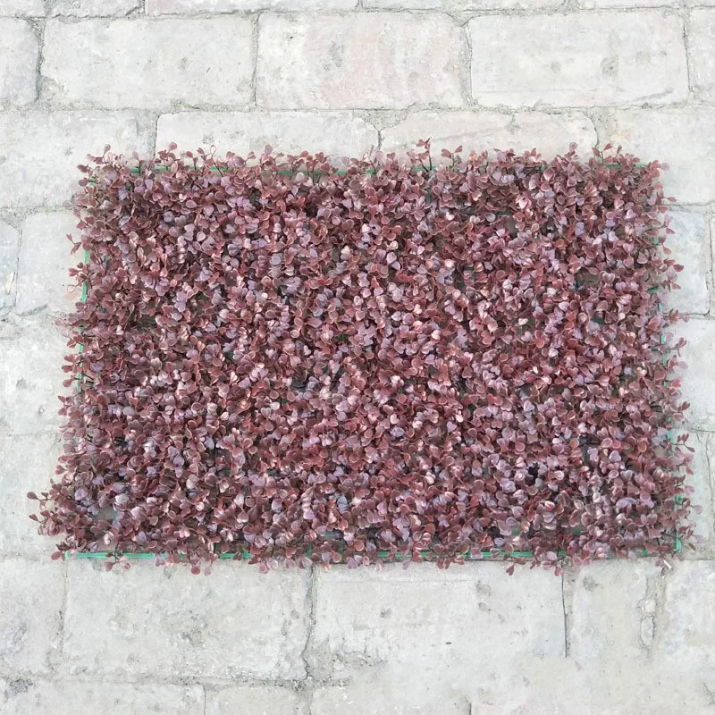 Brown milan plant 16 ''x 24'' искусственные самшита листва хедж стеновые панели для сада домашний декор имитация травы газон ковер газон открытый цветок стены - Цвет: Brown milan plant