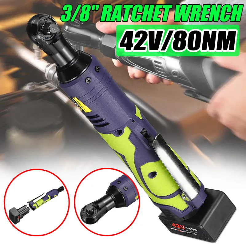

3/8'' 32/50/80NM Lithium-Ion Battery Electric Ratchet Wrench Rechargeable Electric Cordless Wrench Kit For Car 12V 18V 42V