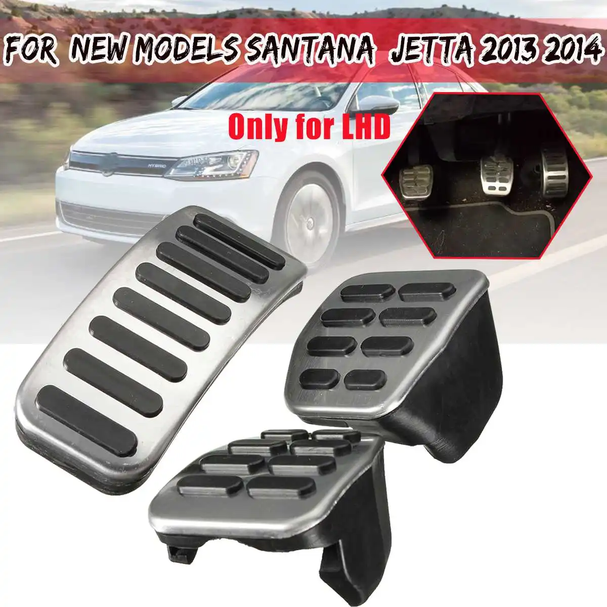 3pcs/set Car Foot Rest Fuel Brake Pedals MT Pedal Pads Stainless Steel