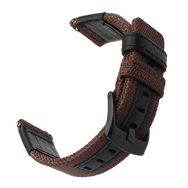 brown Ремешок из нейлона+ кожи для часов Ticwatch E2/S2/Pro, ремешок из холста, браслет на запястье для Huaweu Watch GT Honor Magic - Цвет ремешка: brown
