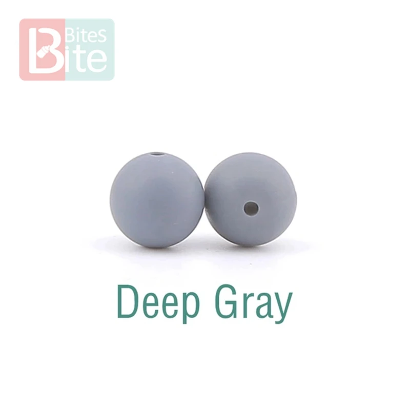 Deep Gray Укусы 15 мм 30 шт. силиконовые бусины пищевого качества силиконовые детские товары для прорезывания зубов жевательные соска, зажимы для цепи бусины Детские игрушки для прорезывания зубов - Цвет: Deep Gray