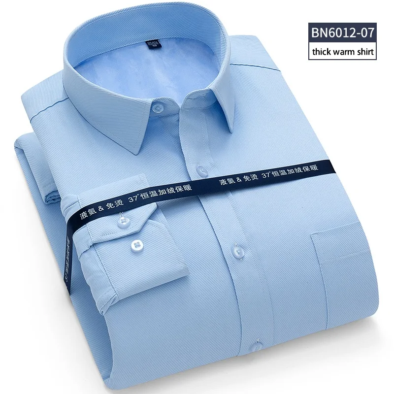 Зимняя теплая Новая мода бренд Camisa Masculina рубашка с длинными рукавами для мужчин корейский тонкий дизайн формальная повседневная мужская рубашка плюс размер - Цвет: BN6012-07