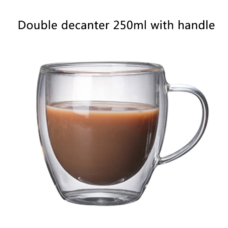 Have handles 250ML Кофейная кружка с двойным остеклением, изоляционные кружки, молоко, чай, красное вино, для путешествий, бокал для вина с ручкой, изолированный стакан, креативные подарки - Цвет: Have handles 250ML