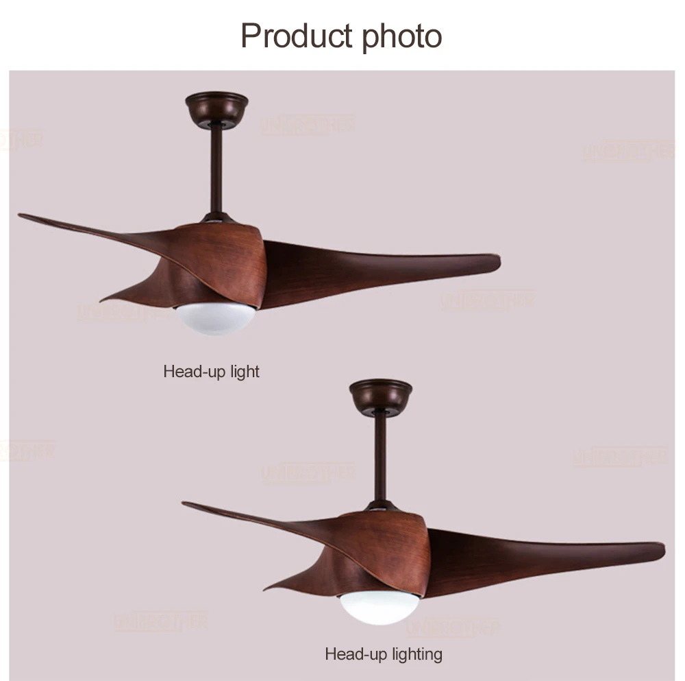 52 inch Ceiling Fans 3 Blades wooden American retro remote fan creative wood Curved surface 220v bedroom living room lighting