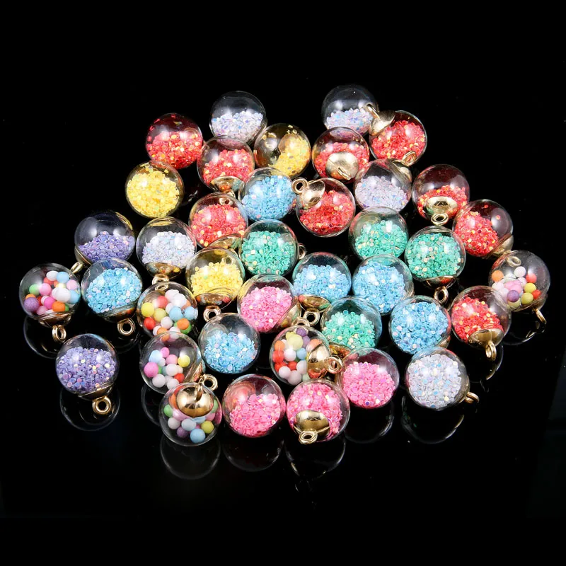 Цветная прозрачная бутылочка стеклянный шар подвески Пластиковые Блестки кулон