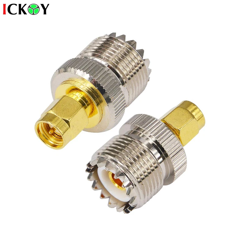 2 uds adaptador coaxial RF SMA hembra a SO239 hembra UHF Jack SO-239 conector de Cable de antena para BAOFENG UV-5R serie Radio