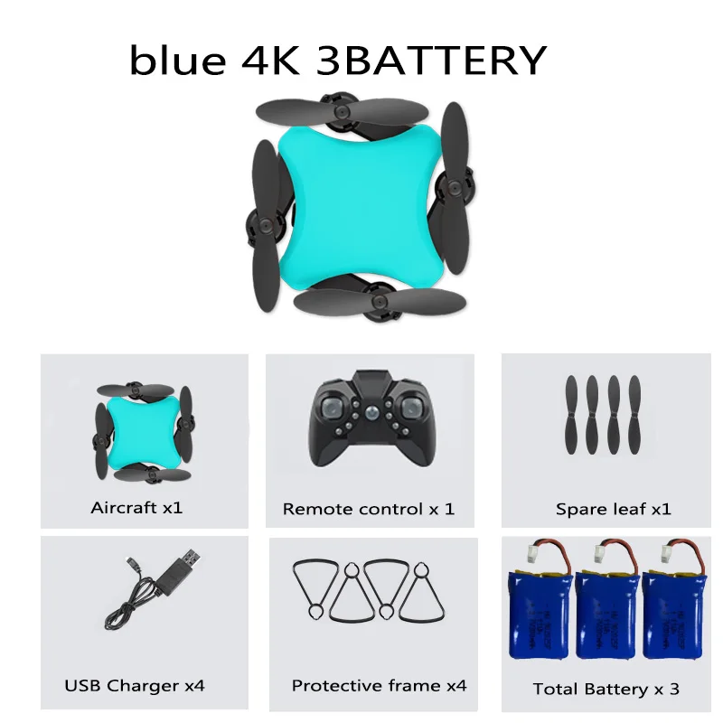 blue 4K 3B Bag KY902S мини-Дрон 4k HD камера DIY пять цветов RC складной Квадрокоптер с дистанционным управлением Вертолет Детские Подарочные игрушки - Цвет: blue 4K 3B Bag