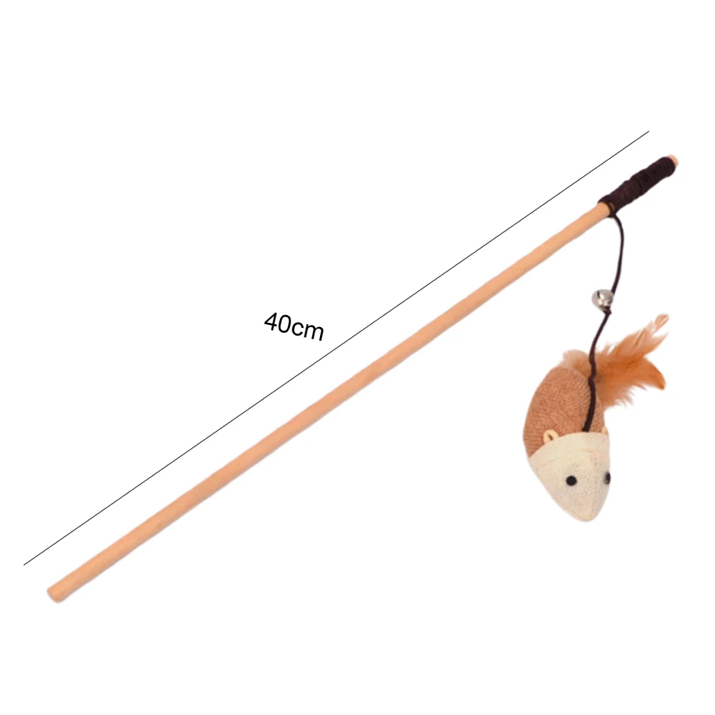 Pet Kitten Cats Teaser Wood Stick Rod Wand Rat Pumpkin Fish Doll Bell Feather Toy Make your pet feel energetic Plush mice toy