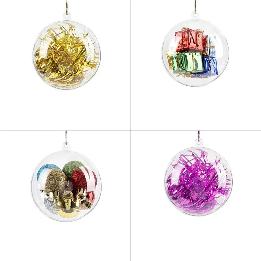 20 шт., прозрачный пластиковый Рождественский шар, украшение для рождественской елки, шар, прозрачная подвесная безделушка, украшение для конфет, подарочная коробка