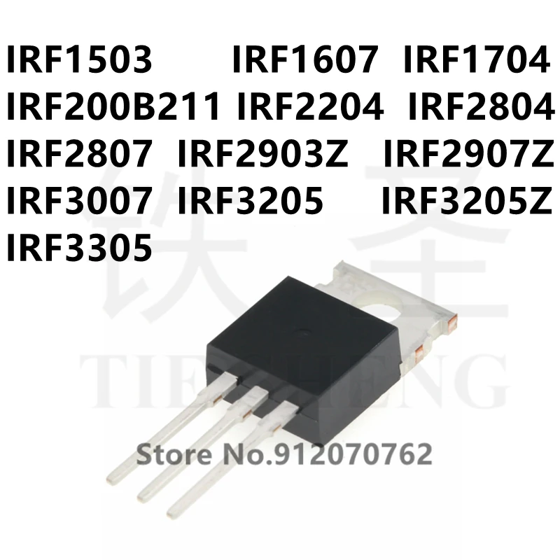 10 шт./лот IRF1503 IRF1607 IRF1704 IRF200B211 IRF2204 IRF2804 IRF2807 IRF2903Z IRF2907Z IRF3007 IRF3205 IRF3205Z IRF3305 TO-220 |