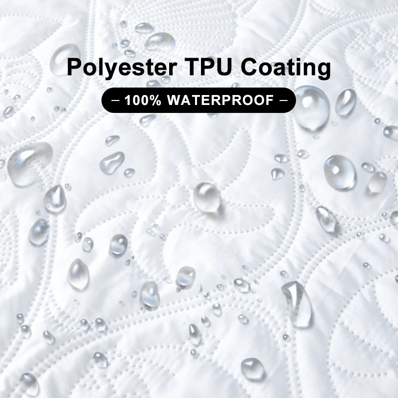 MECEROCK Solid Color Quilted Embossed Waterproof Mattress Protector Fitted Sheet Style Cover for Mattress Thick Soft Pad for Bed