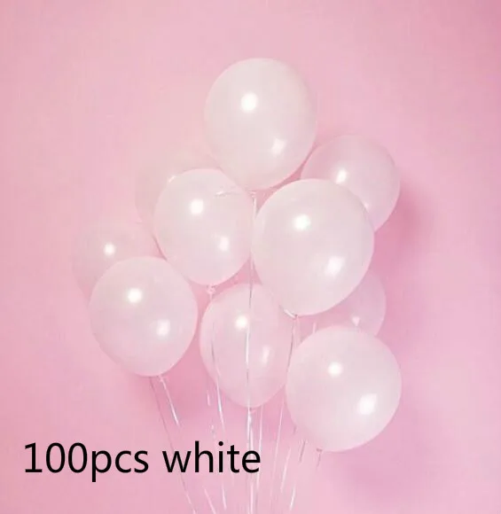 100 шт 10 Дюймов 1,5 г жемчужные синие резиновые надувные шарики для праздника свадебные украшения Белый Серебряный Золотой шарик для дня рождения арка для вечеринок - Цвет: White