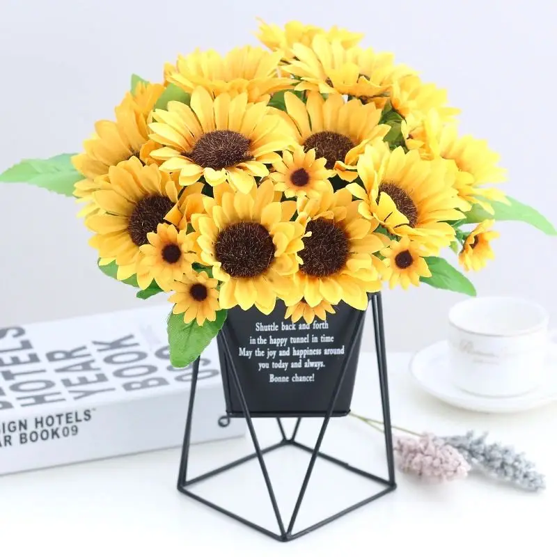 Beautiful handmade sunflower bouquet silk flower high quality artificial flower